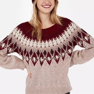 Express Fair Isle Metallic Knit Sweater Size Small